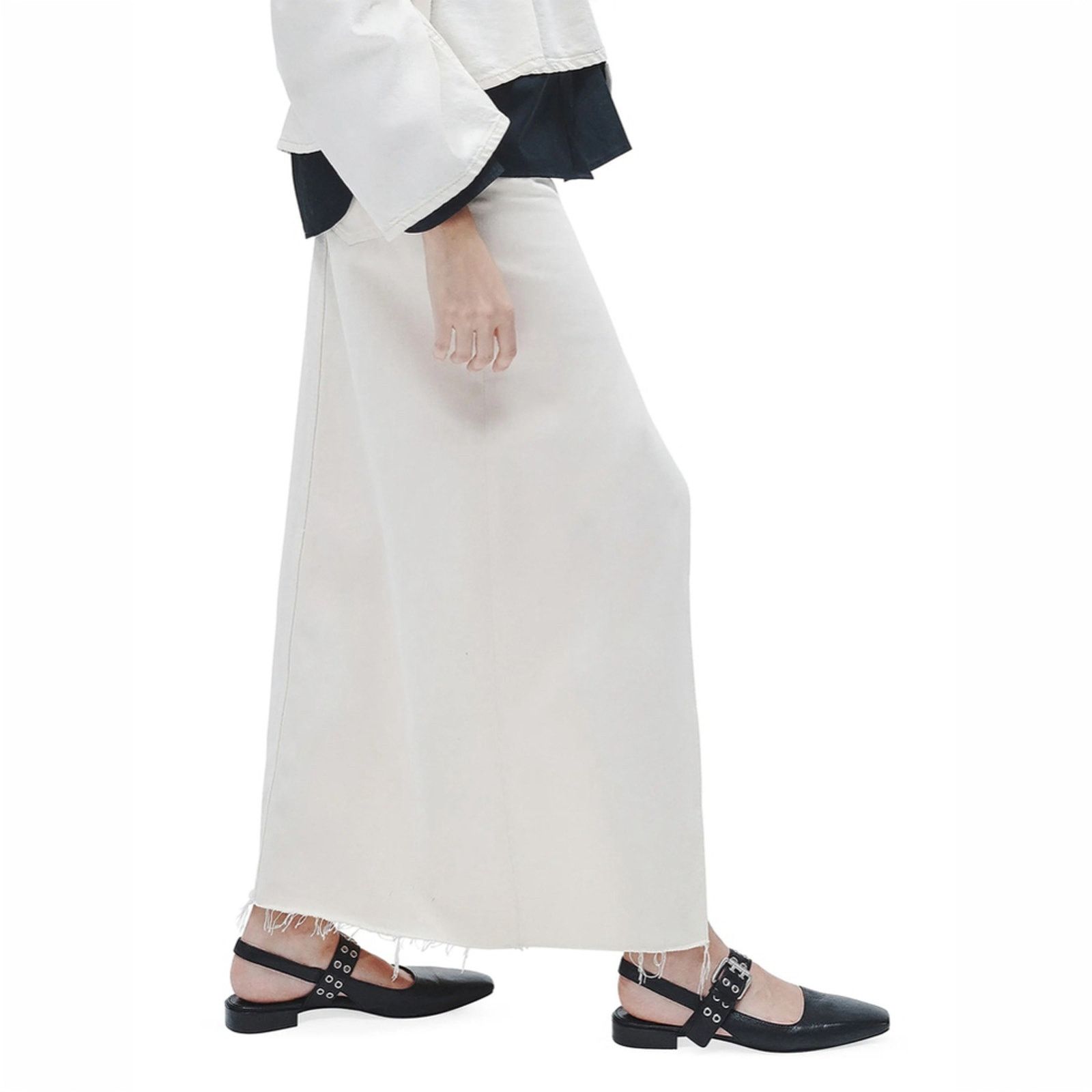 Rag & Bone NWT Rag & Bone Avery Denim Maxi Skirt Front Slit Ecru Sz 25 Size 25" / US 0 / IT 36 - 10 Thumbnail