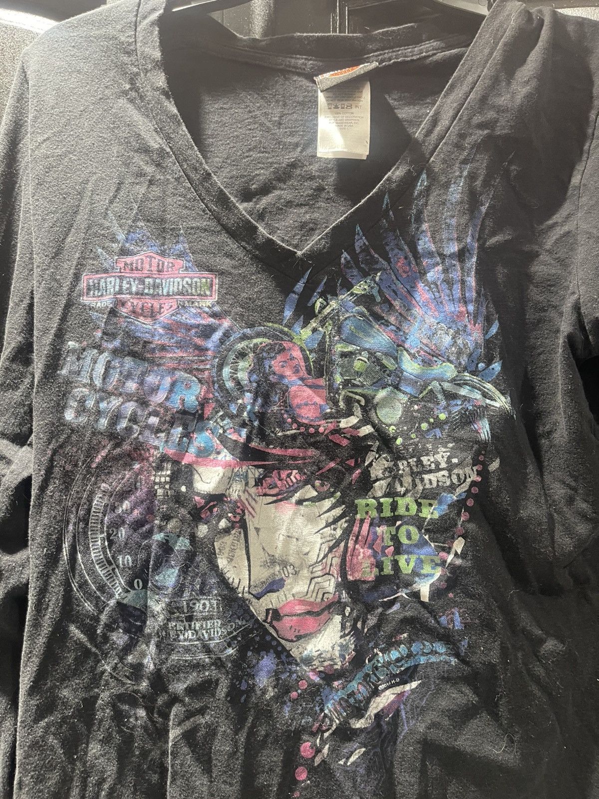 Harley Davidson Harley Davidson Motorcycle Women’s Long Sleeve V neck Size L / US 10 / IT 46 - 2 Thumbnail
