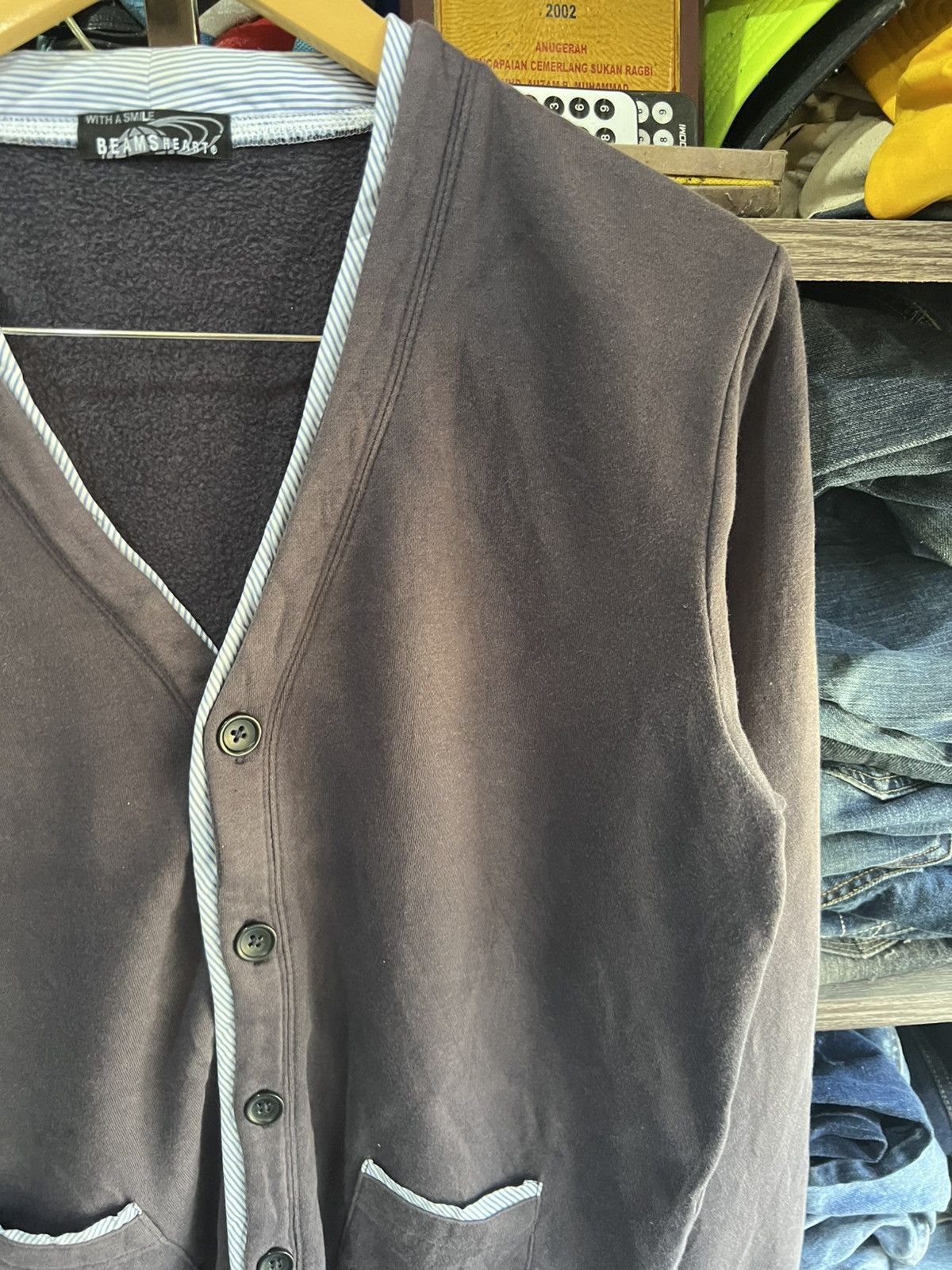 Beams Plus 🔥Sun Faded Beams Heart Button Cardigan Size US M / EU 48-50 / 2 - 6 Thumbnail