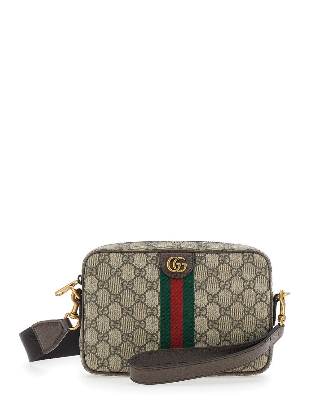 Gucci Beige Ophidia Shoulder Bag with Adjustable and Removable Strap and Web Detail on the Front in GG Canvas and Leather for Men Size ONE SIZE - 1 Thumbnail