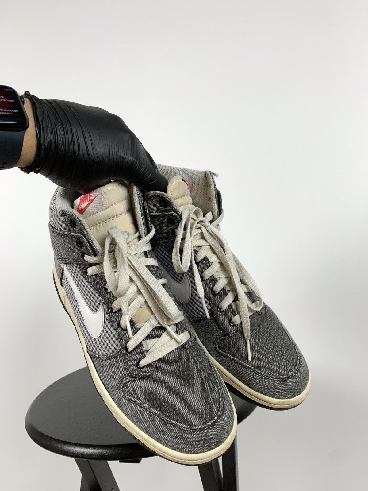 Nike Rare Nike High Dunk Checkered Denim Sneakers Size US 11 / EU 44 - 11 Thumbnail