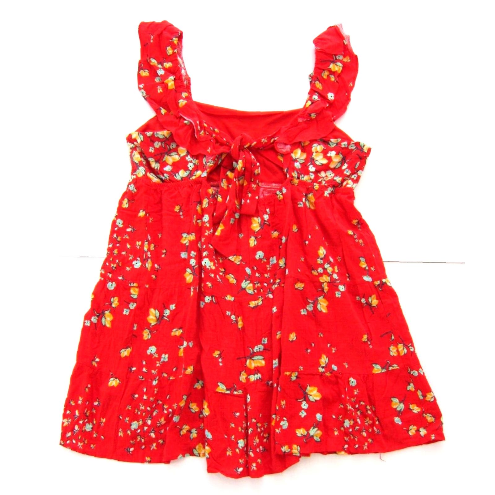 Vintage VINTAGE Lauren Conrad Linen Rayon Red Yellow Green Lemon Floral Tank Sun Dress XL Size XL / US 12-14 / IT 48-50 - 2 Thumbnail