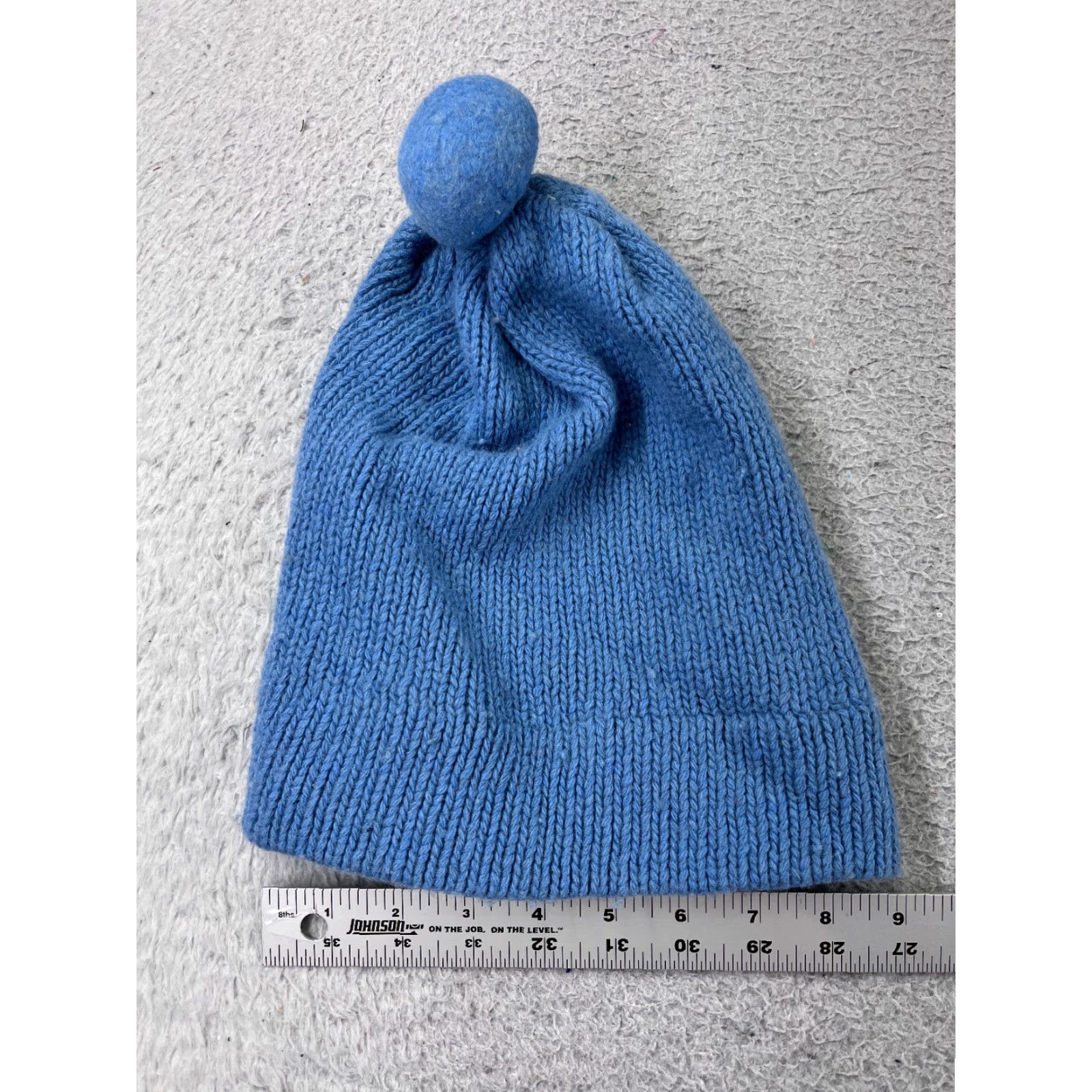 Vintage VINTAGE Beanie Toque Adult One Size Blue Knit Cotton Blend Winter Snow Ski Pom Size ONE SIZE - 3 Thumbnail