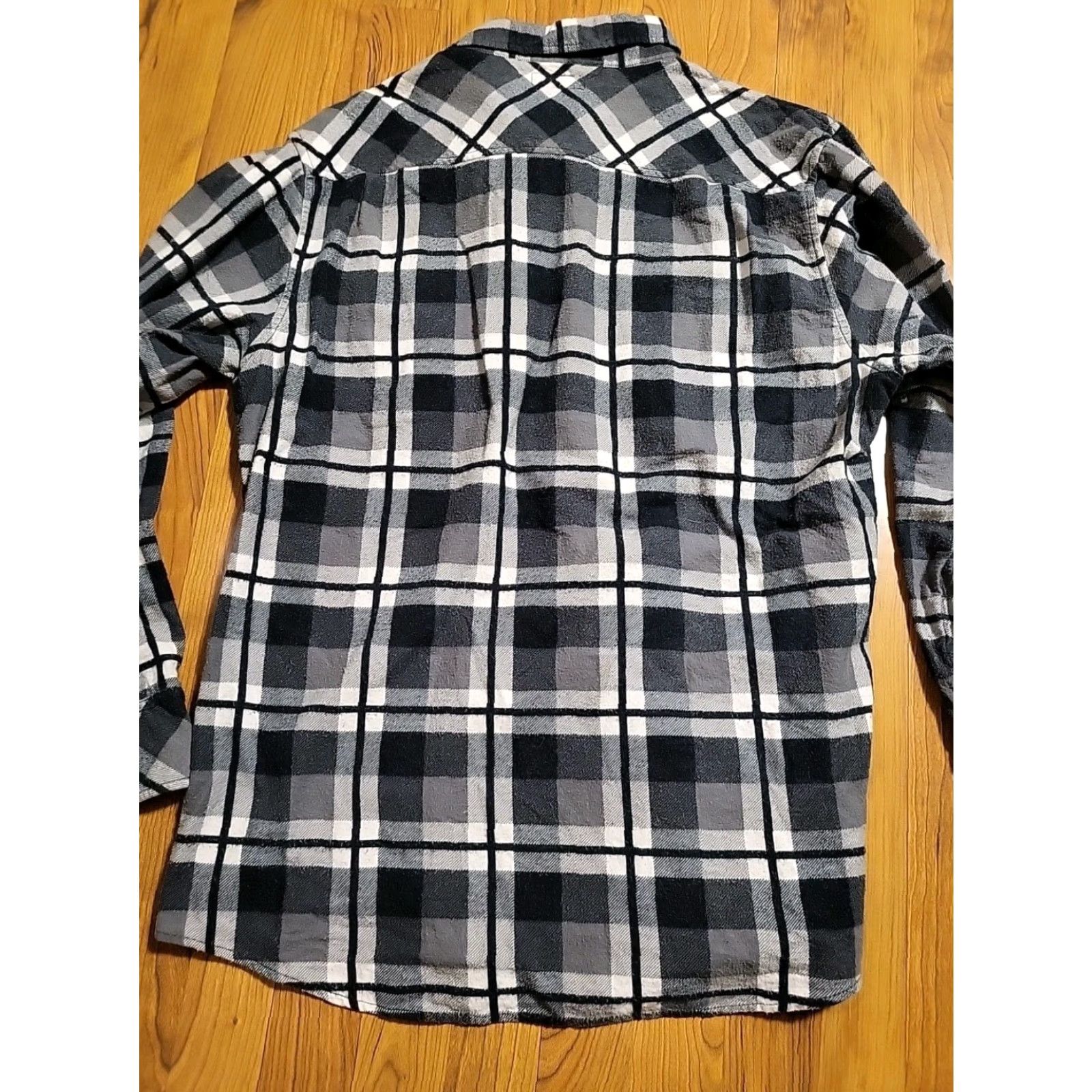 Vintage UNIONBAY Shirt XL Men 46" Chest Plaid Flannel Gray Black White Button-Up Long Sleeve Outdoor Pockets Easy Care Size US XL / EU 56 / 4 - 7 Thumbnail