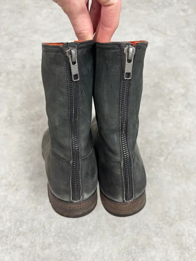 Vintage 2000s Premiata Grey Leather Backzip Boots Size US 7.5 / IT 37.5 - 4 Thumbnail