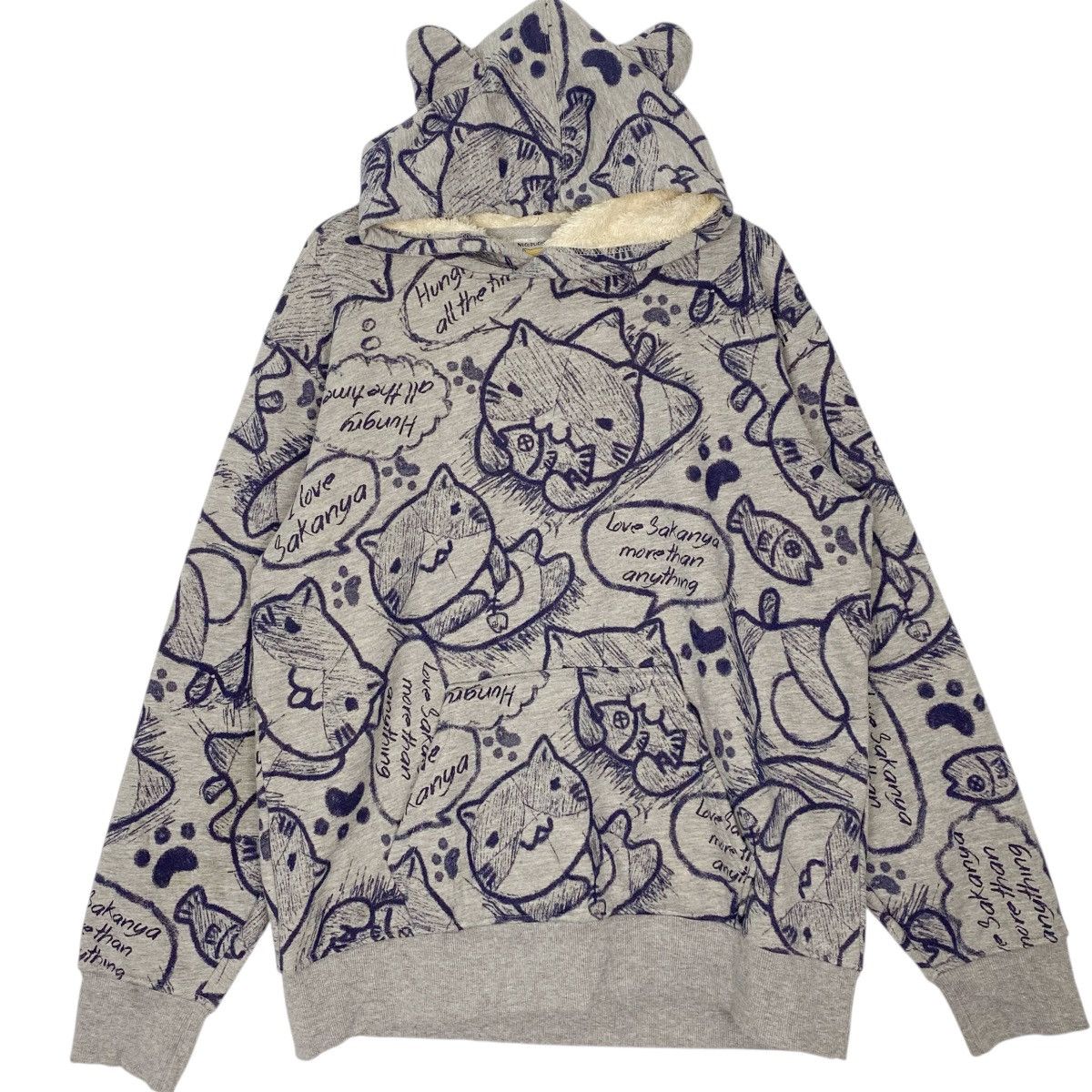 Vintage Vintage Necobuchisan Hoodie Sweater Gray Full Logo Size L Size US L / EU 52-54 / 3 - 1 Thumbnail