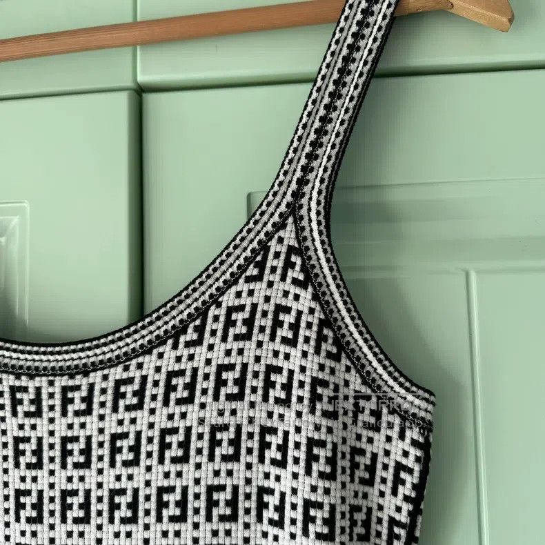 Fendi Fendi Black and White Full Logo Camisole Dress, Classic FF Size XS / US 0-2 / IT 36-38 - 8 Thumbnail