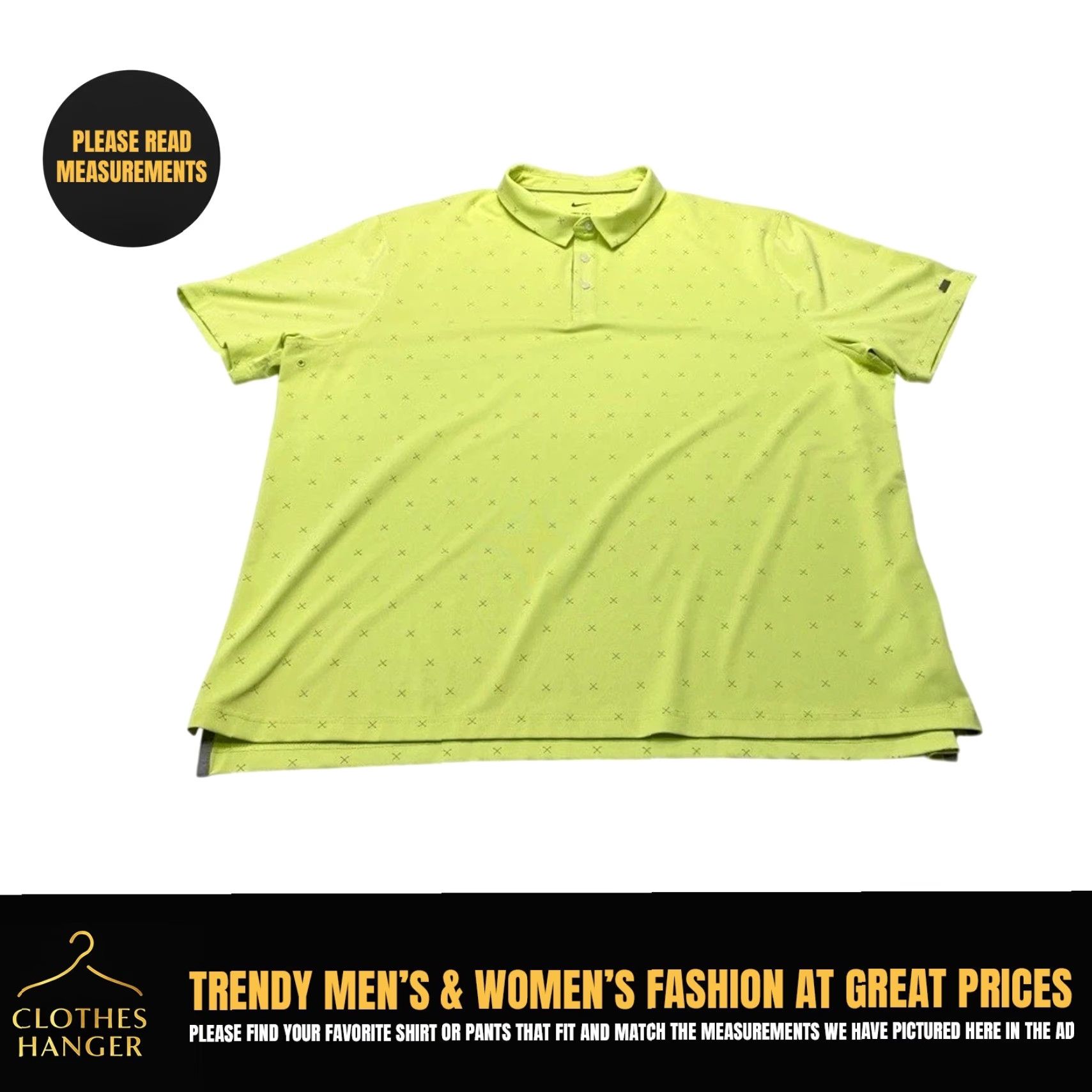 Nike Nike Dri Fit Polo Shirt Mens 2XL Neon Green All Over Print Golf Clubs 8565 Size US XXL / EU 58 / 5 - 2 Thumbnail