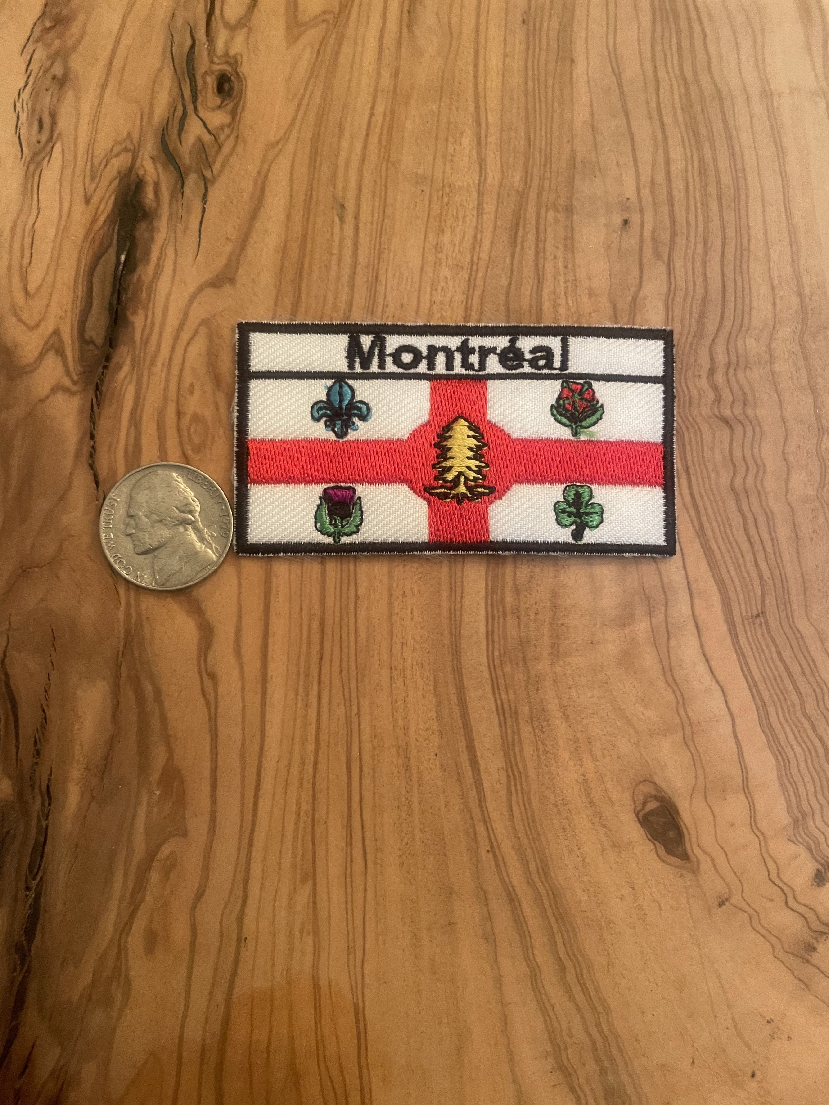Other Vintage 90s LARGE MONTREAL FLAG Sew / Iron-On Patch Canadian Size ONE SIZE - 2 Thumbnail