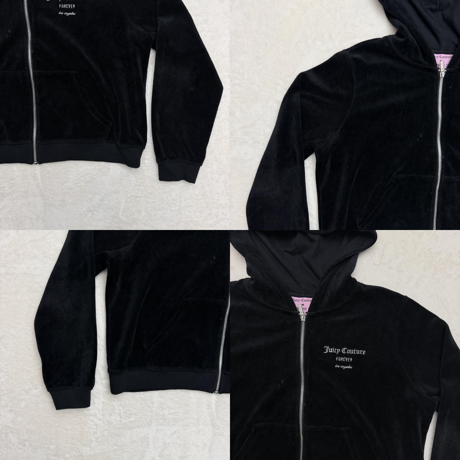 Juicy Couture Juicy Couture Forever 21 Hoodie 0X Women Black Velour Zip Heart Rhinestone Logo Embroidered Pockets Full Zip Hooded Size XL / US 12-14 / IT 48-50 - 9 Thumbnail