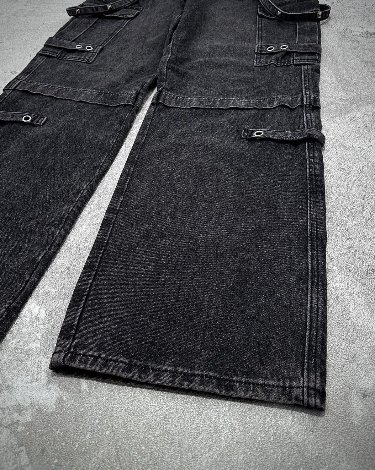 Vintage Y2k Romwe Bondage Wide Leg Denim Pants Jnco Dogtown Fubu Size US 29 - 3 Thumbnail