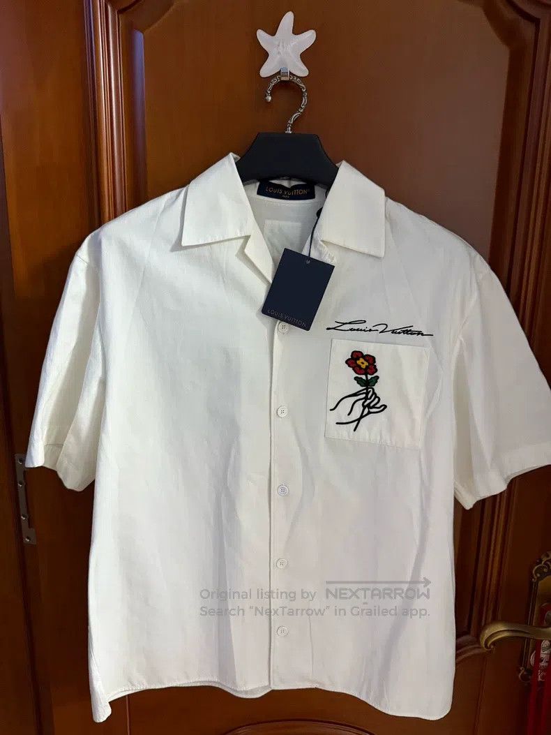 Louis Vuitton Rose Embroidered Shirt Short Sleeve shirt