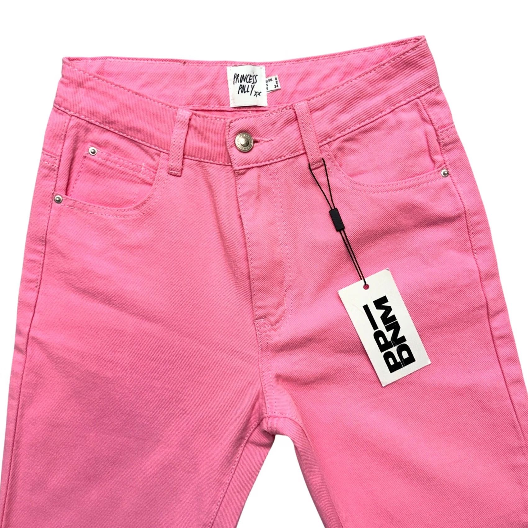 PRINCESS POLLY Princess Polly Jeans Cabarita High Rise Flare Lounge Denim Pink NWT Size 2 Size 42" / US 20 - 6 Thumbnail