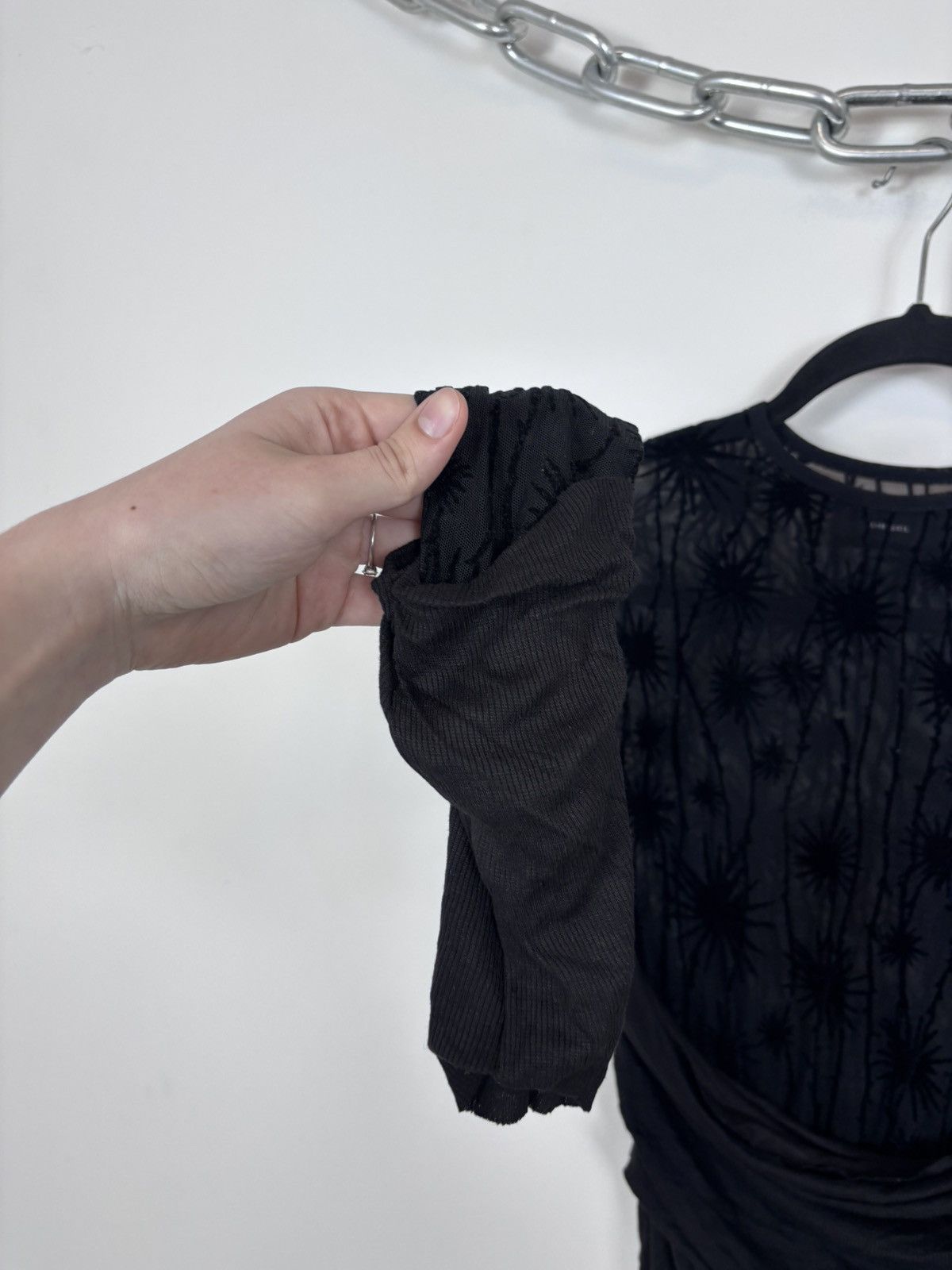 Diesel Diesel D-Lary NWT Women’s Y2K Black Sheer Mesh Bodycon Dress Size L / US 10 / IT 46 - 6 Thumbnail