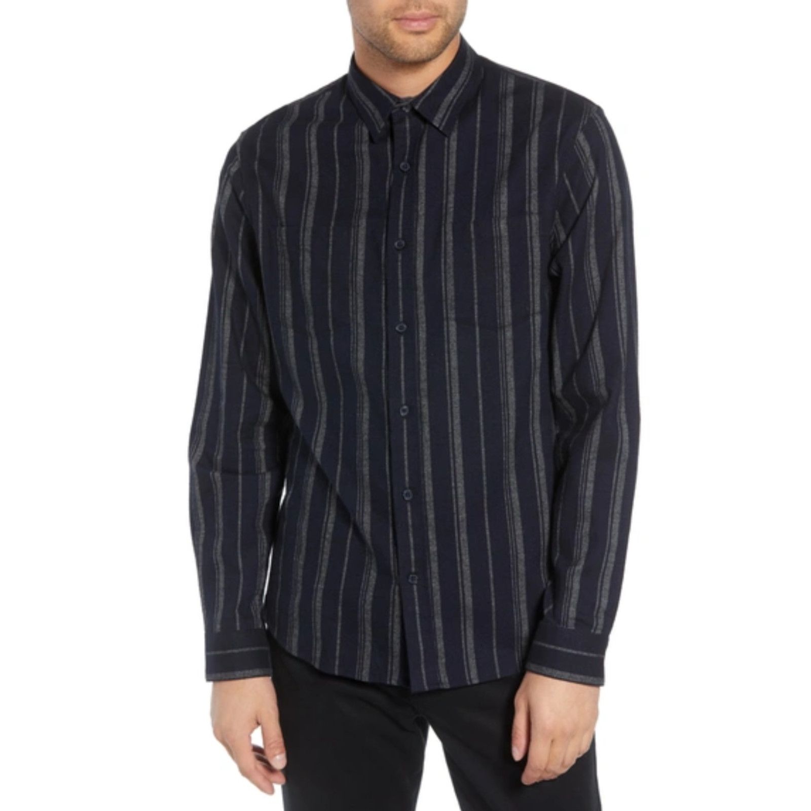Vince VINCE Striped Flannel Button Down Shirt in Coastal Cotton Size US L / EU 52-54 / 3 - 1 Thumbnail