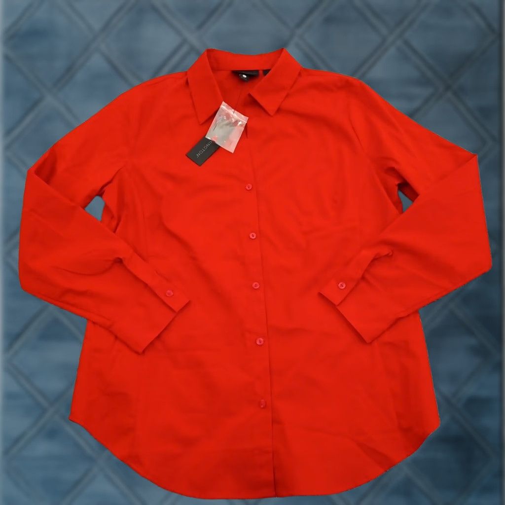 Worthington Worthington Shirt Womens 12P Petite Red Long Sleeve Button Up Cotton Blend New Size XL / US 12-14 / IT 48-50 - 1 Thumbnail
