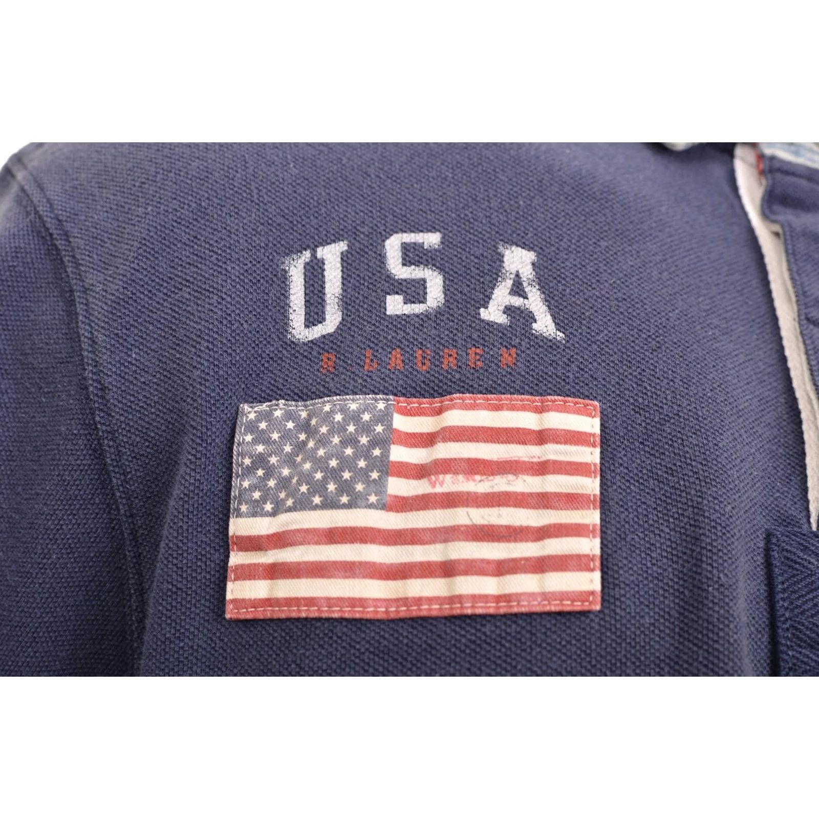 Polo Ralph Lauren Polo Ralph Lauren Polo Shirt USA America Country Flag Vintage Slim Fit L Blue Mens Shirt Size US L / EU 52-54 / 3 - 3 Thumbnail