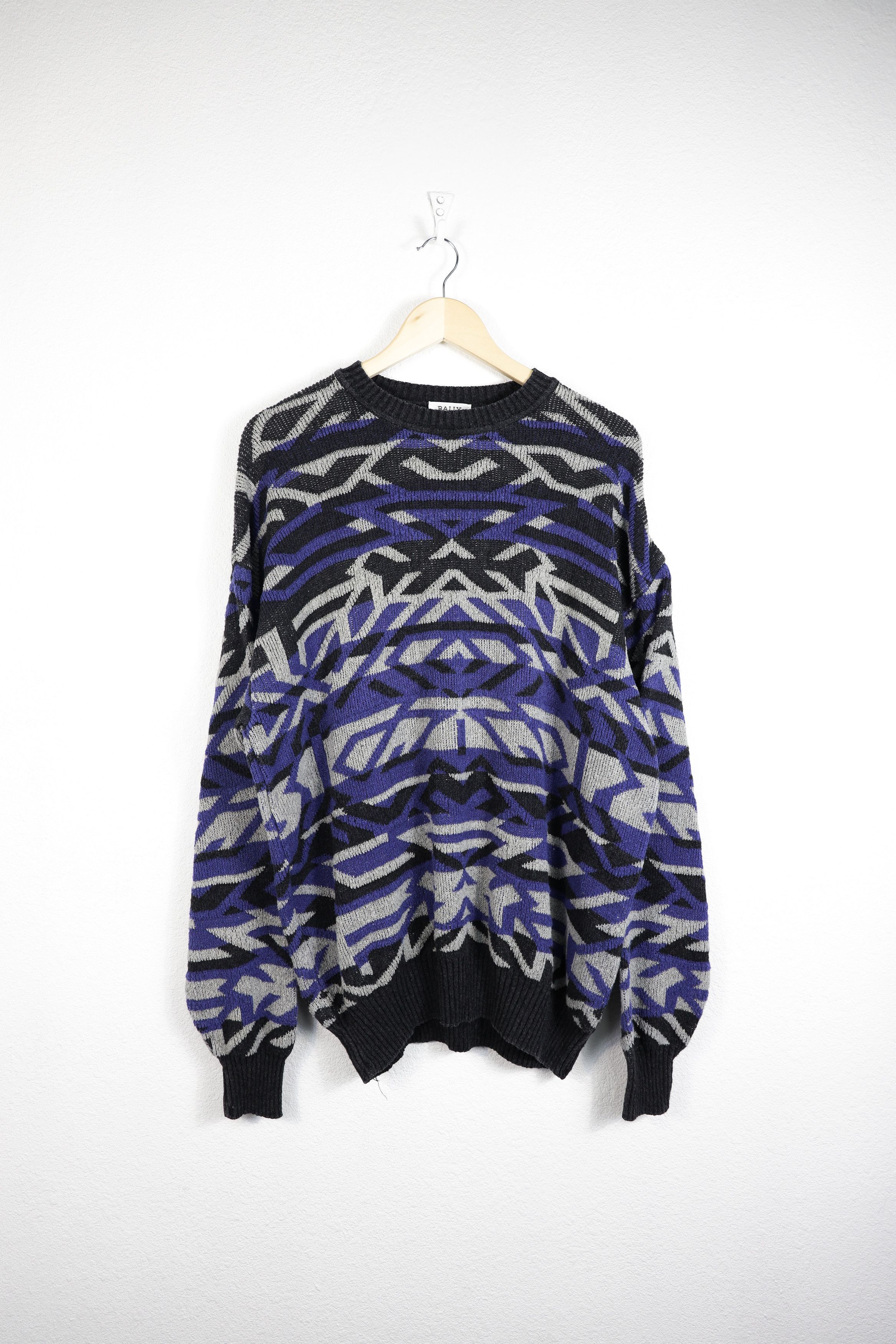 Bally Vintage Bally Italy Geometric Pattern Cotton Sweater L size Size US L / EU 52-54 / 3 - 1 Thumbnail