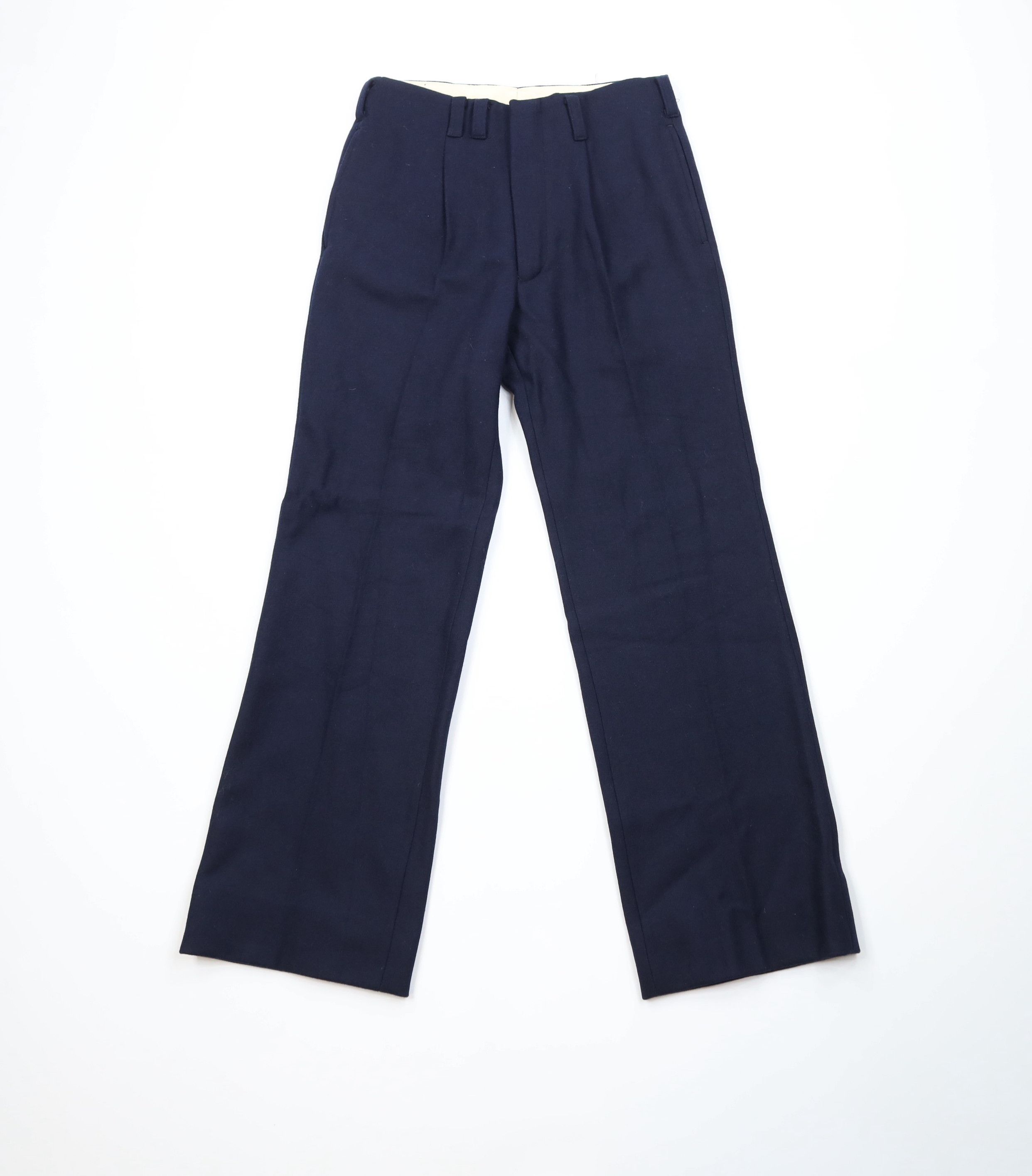 Vintage Vintage 70s Streetwear Wool Wide Leg Chino Pants Blue Size US 29 - 1 Thumbnail