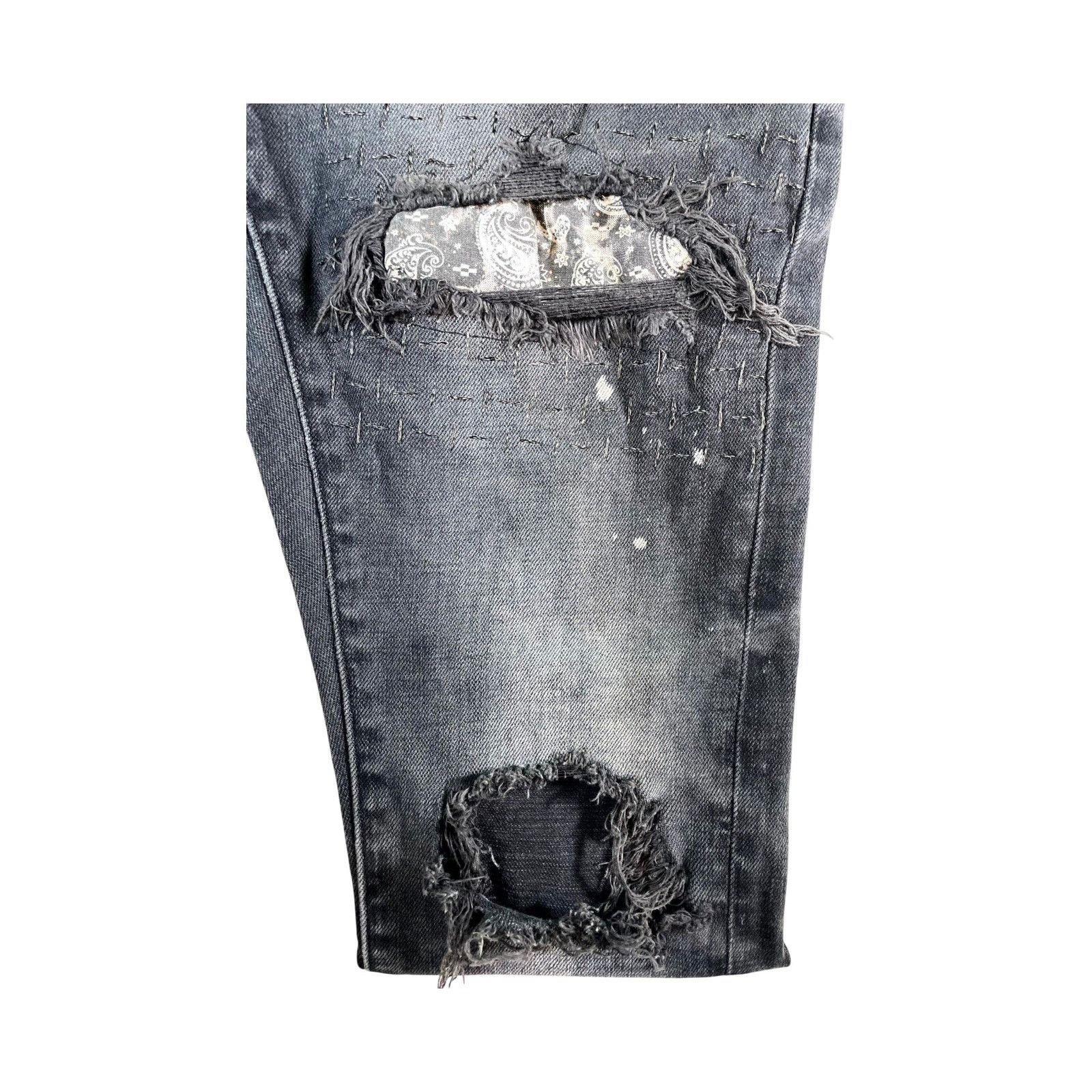 Purple Brand Purple Brand Paisley Patchwork Black Wash Jeans Size US 29 - 5 Thumbnail
