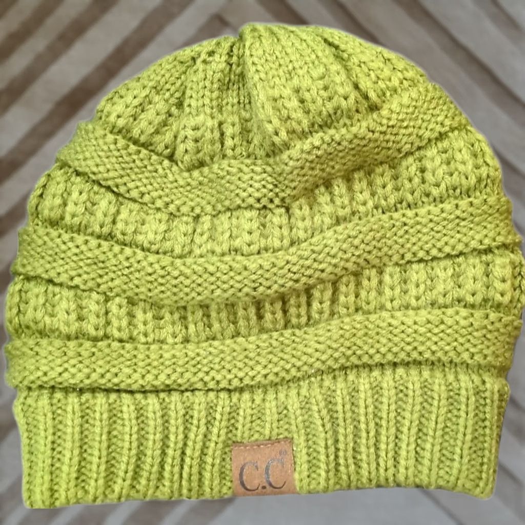 Vintage C.C Exclusives Beanie Hat One Size Green Acrylic Knit Logo Women Winter Size ONE SIZE - 1 Thumbnail