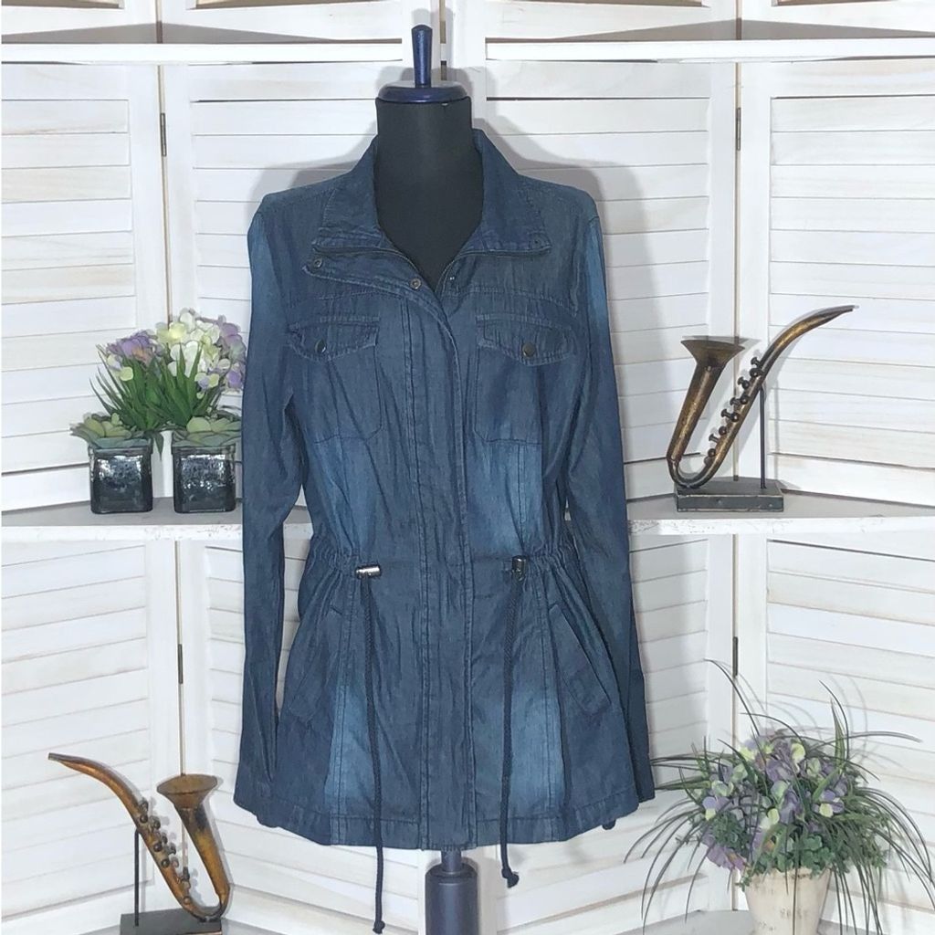 Vintage Cavalini lightweight chambray blue jacket coat blazer sz M Grailed