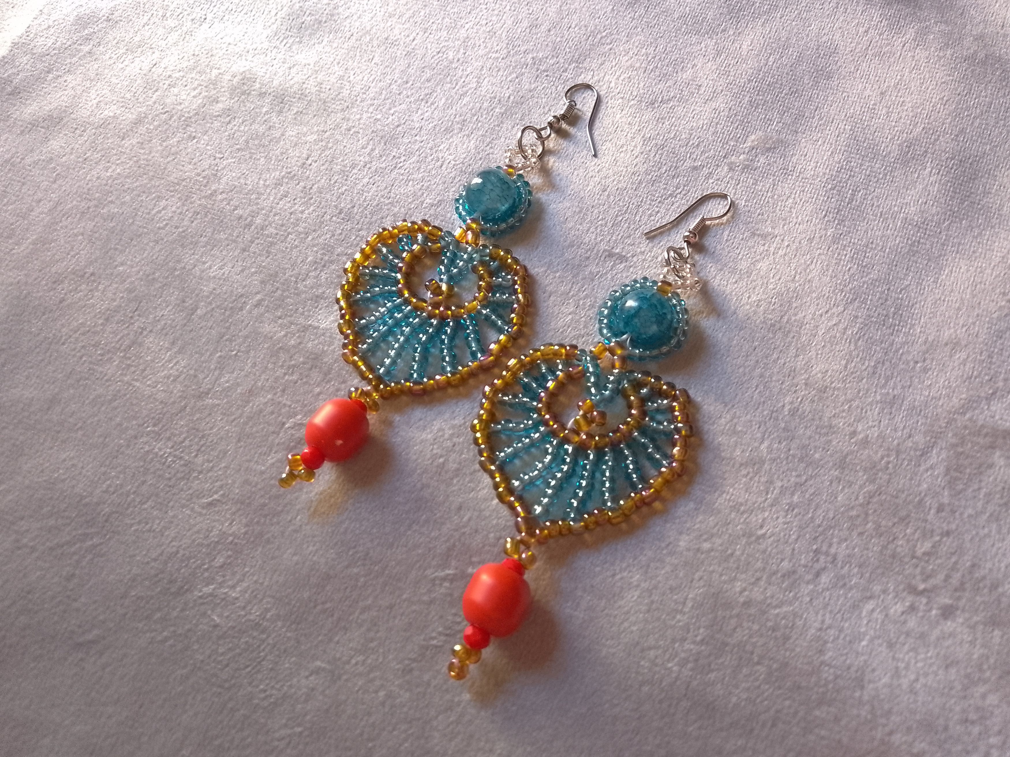 Handmade Earrings Coral Bamboo Apatite Gemstones Owl shape Size ONE SIZE - 1 Thumbnail