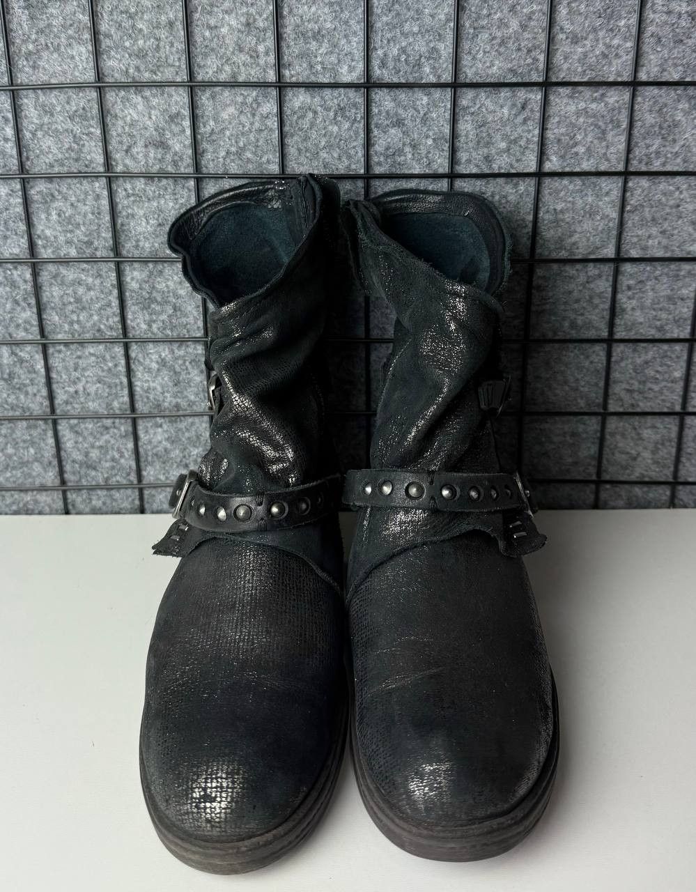 Japanese Brand A.S.98 Airstep Ankle Biker Boots Gliter Size US 8 / IT 38 - 2 Thumbnail