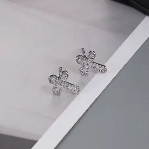 Jewelry × Sterling Silver 925 Silver Plated Cross Stud Earrings for Men Women Size ONE SIZE - 2 Thumbnail