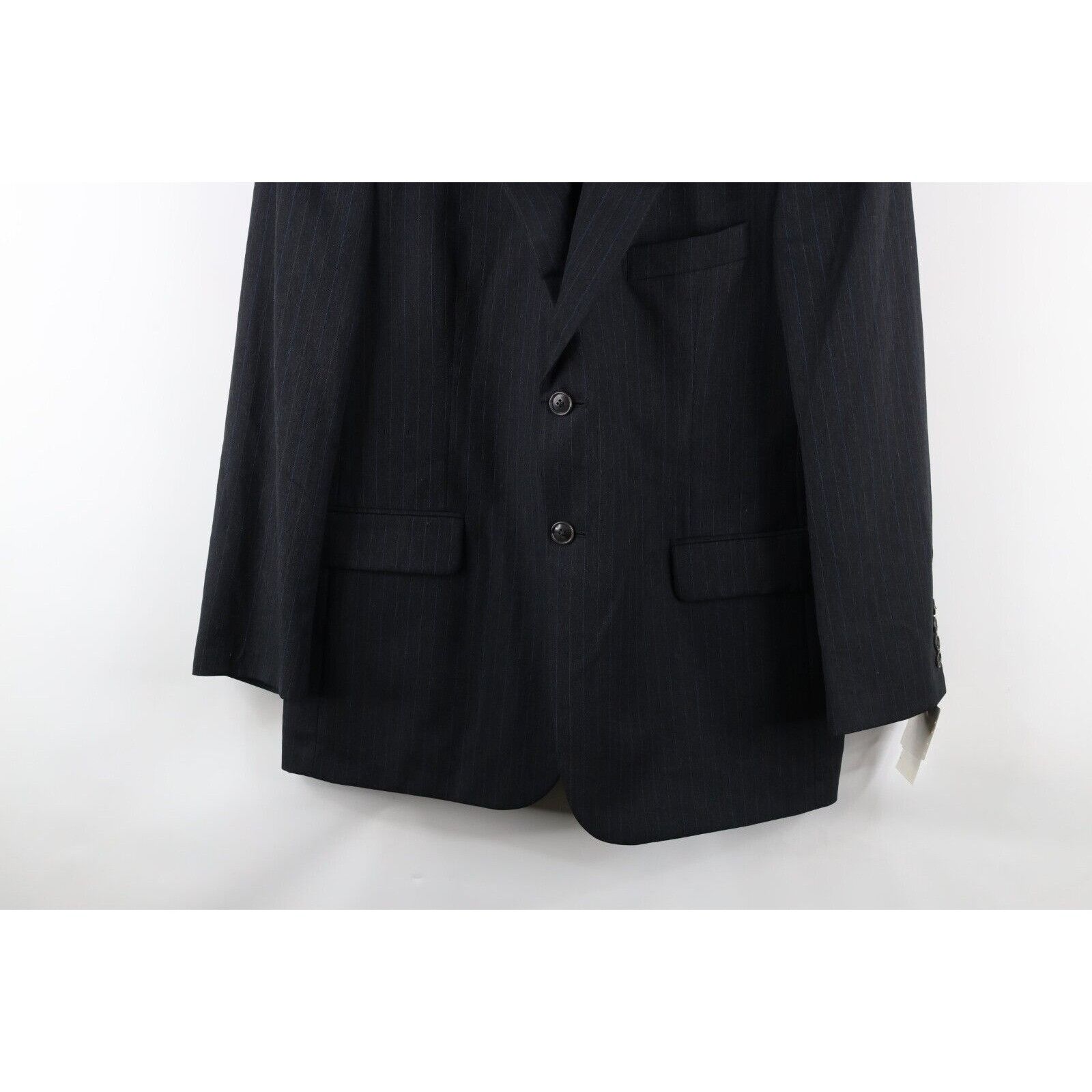 Stafford × Vintage New Stafford Pinstriped Wool Cashmere 2 Button Suit Jacket Size US L / EU 52-54 / 3 - 3 Thumbnail