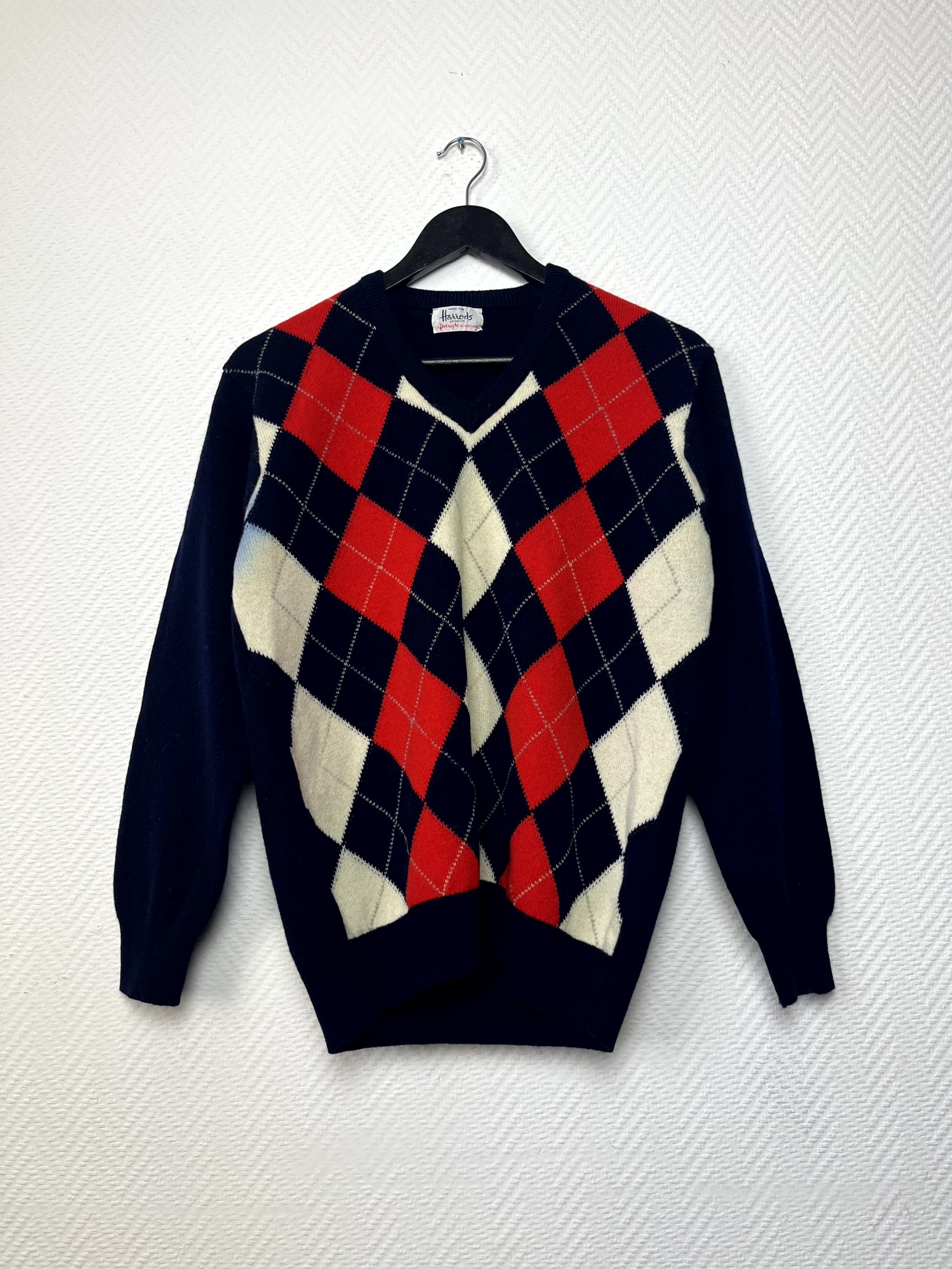 Vintage Vintage Argyle Wool Pullover Jumper Sweater Navy Blue Size M Size US M / EU 48-50 / 2 - 8 Thumbnail