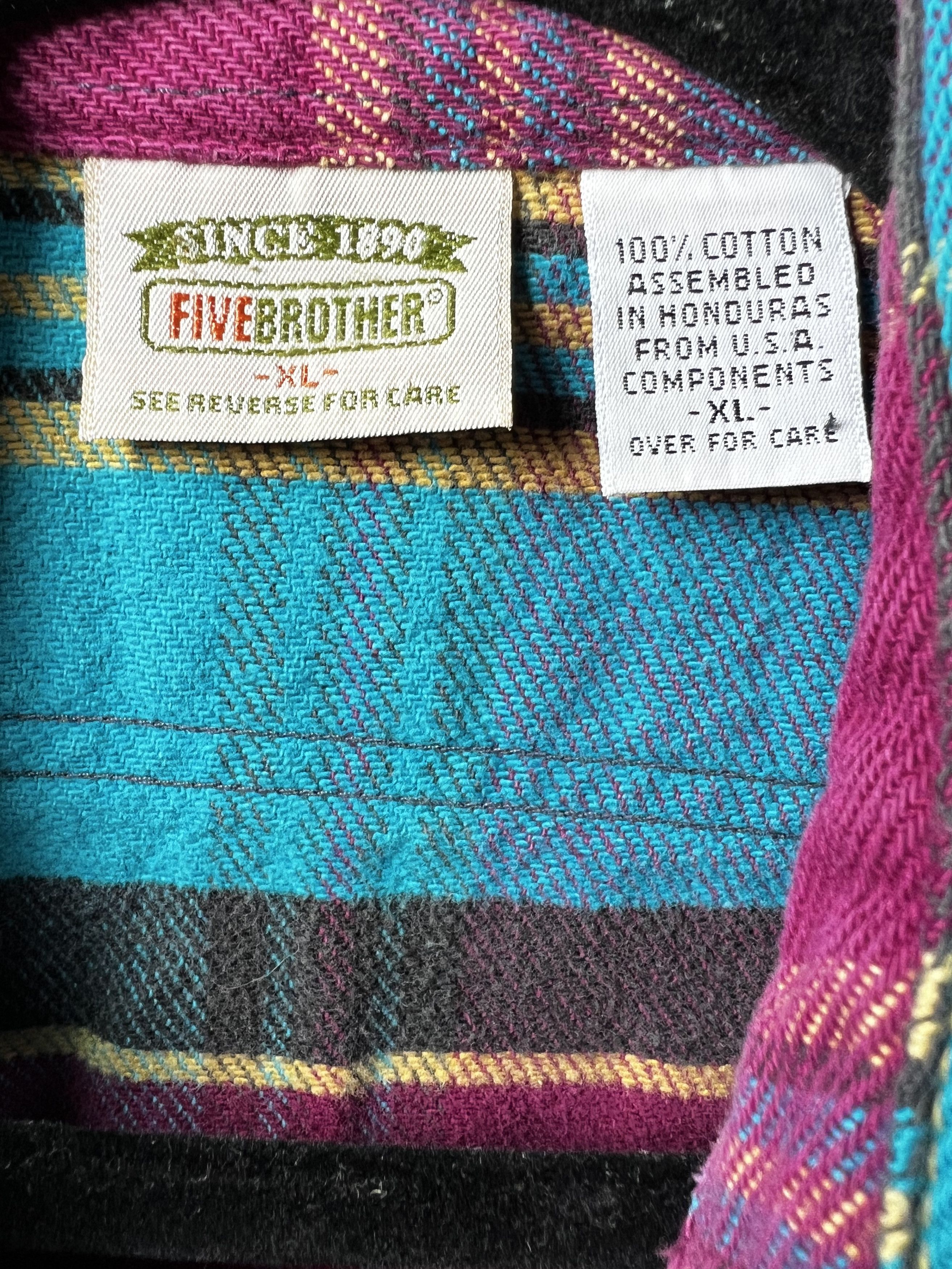 FiveBrother Vintage FiveBrother Long Sleeve Plaid Cotton Flannel Shirt Size US XL / EU 56 / 4 - 4 Thumbnail
