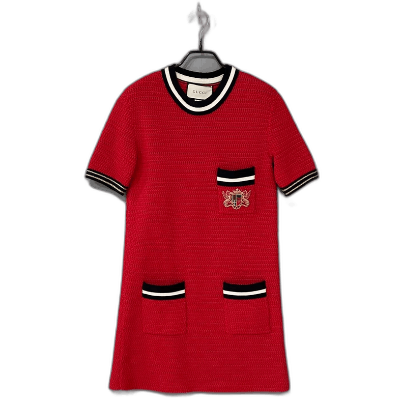 Gucci Red Embroidered Pocket Dress by Gucci Size XS / US 0-2 / IT 36-38 - 1 Thumbnail