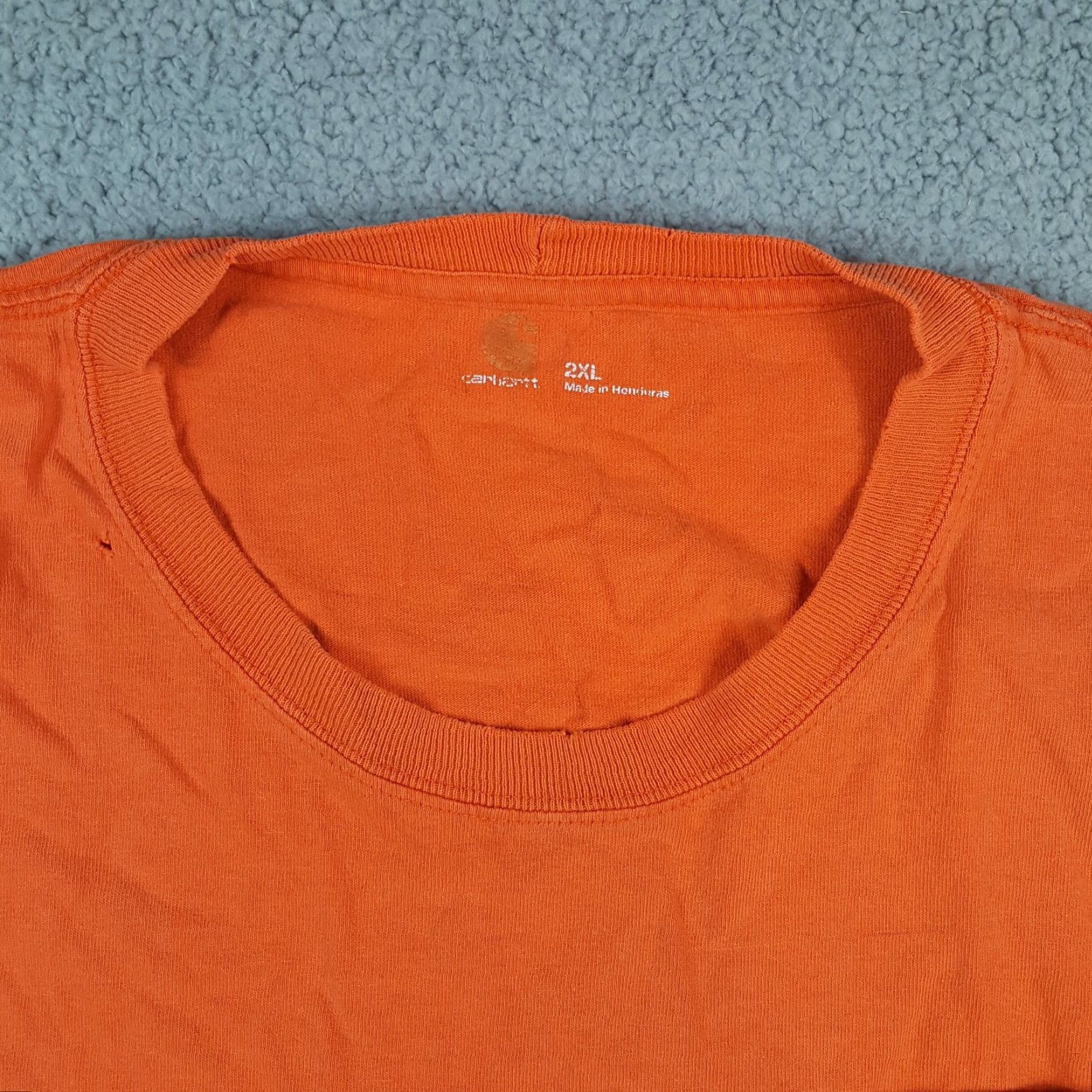 Carhartt VINTAGE Carhartt Shirt 2XL Orange Distressed CH Logo Pocket Tee Mens 90s Grunge Workwear Size US XXL / EU 58 / 5 - 3 Thumbnail