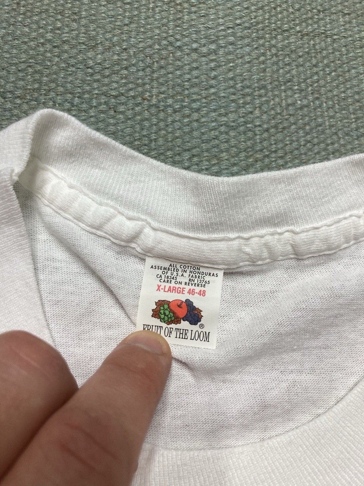 Vintage blank white tshirt fruit of loom NOS cotton single stitch XL Size US XL / EU 56 / 4 - 4 Thumbnail