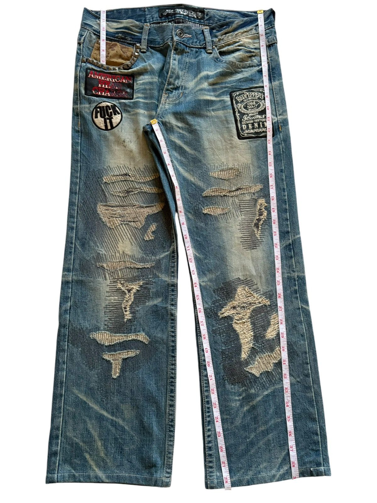 Japanese Brand Vintage Japanese Brand Mud Wash Patch Distressed Baggy Jeans Size US 34 / EU 50 - 15 Thumbnail