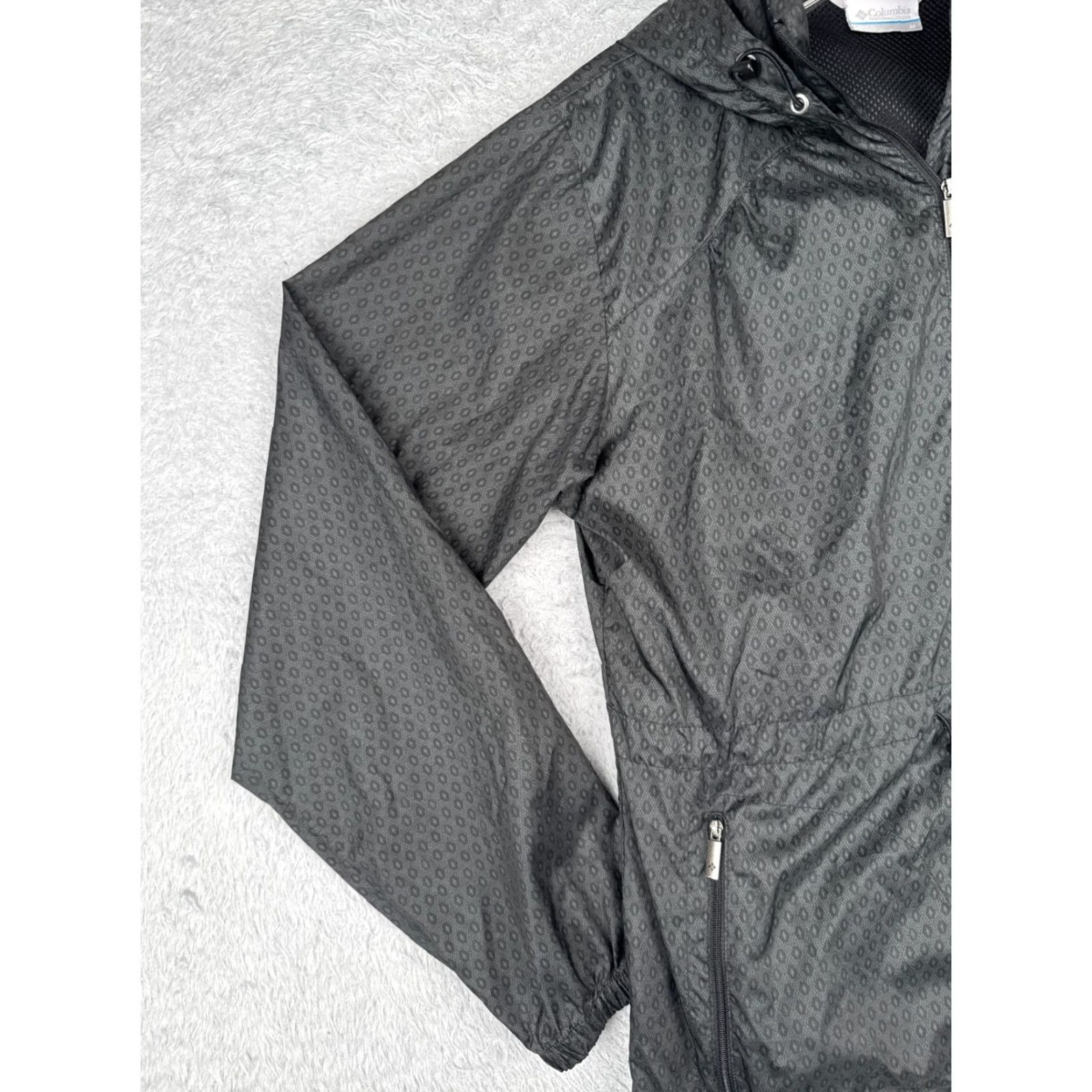 Rains Columbia Jacket Womens Medium Gray Windbreaker Hooded Full Zip Nylon Shell Size M / US 6-8 / IT 42-44 - 6 Thumbnail