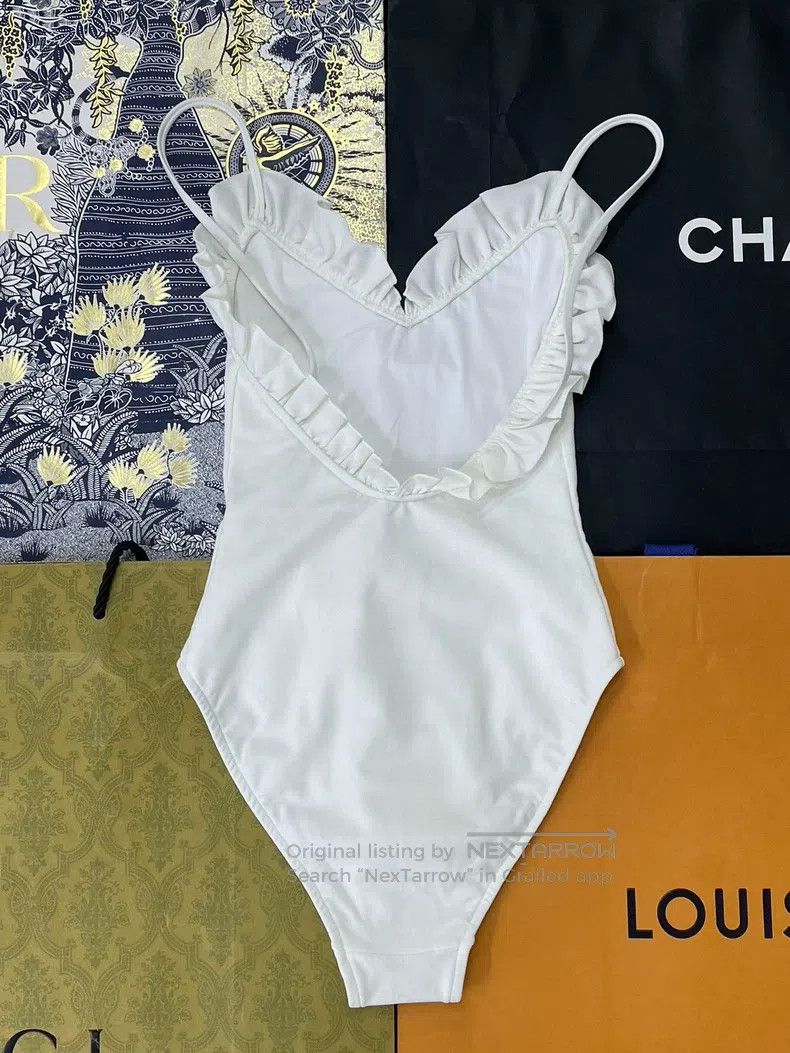 Chanel Chanel 23S white double C dark pattern lace chain swimsuit Size 42" / US 20 - 3 Thumbnail