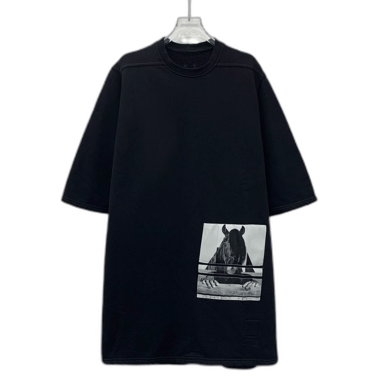 Rick Owens Rick Owens Black Graphic Cotton T-shirt Size US S / EU 44-46 / 1 - 1 Thumbnail