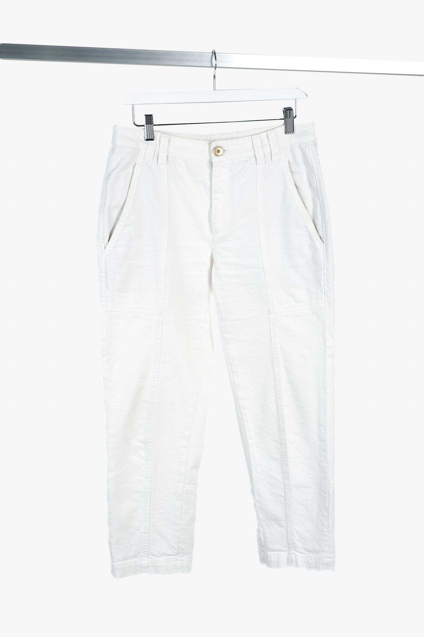 Brunello Cucinelli Brunello Cucinelli White Cotton Straight-Leg Jeans Size 31" - 1 Thumbnail