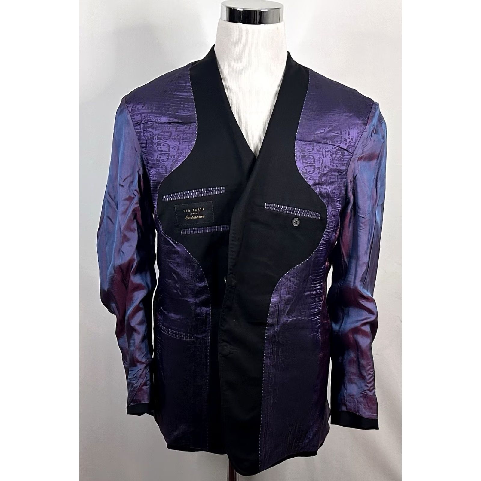 Ted Baker Ted Baker London 42R Endurance Jones Sport Coat Wool Black Two Button Vented Jacket Regular Notch Lapel Mens Sport Coat Size US XS / EU 42 / 0 - 7 Thumbnail