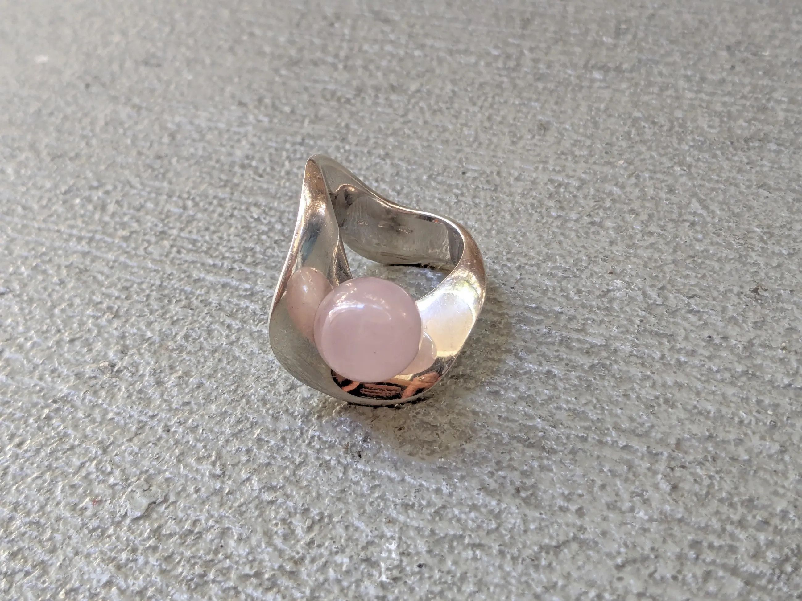 Jewelry Nuovegioie Sterling Silver Ring 6.5 Rose Quartz Abstract Size ONE SIZE - 1 Thumbnail