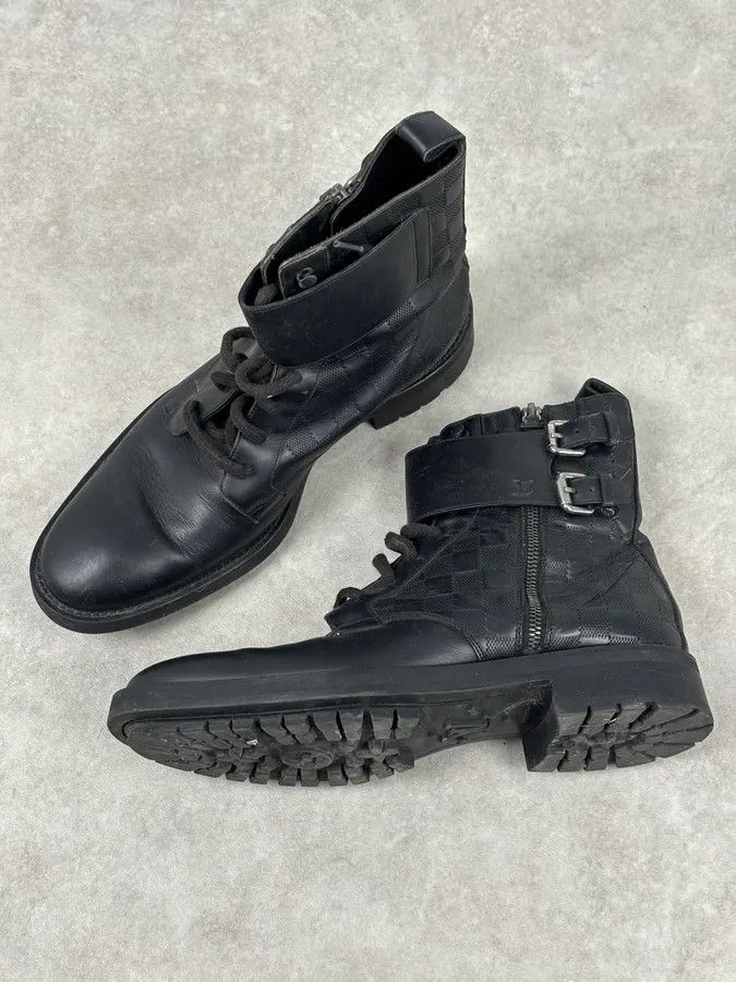 Louis Vuitton Louis Vuitton Black Leather Damier Lace-Up Boots Size US 7 / EU 40 - 7 Thumbnail