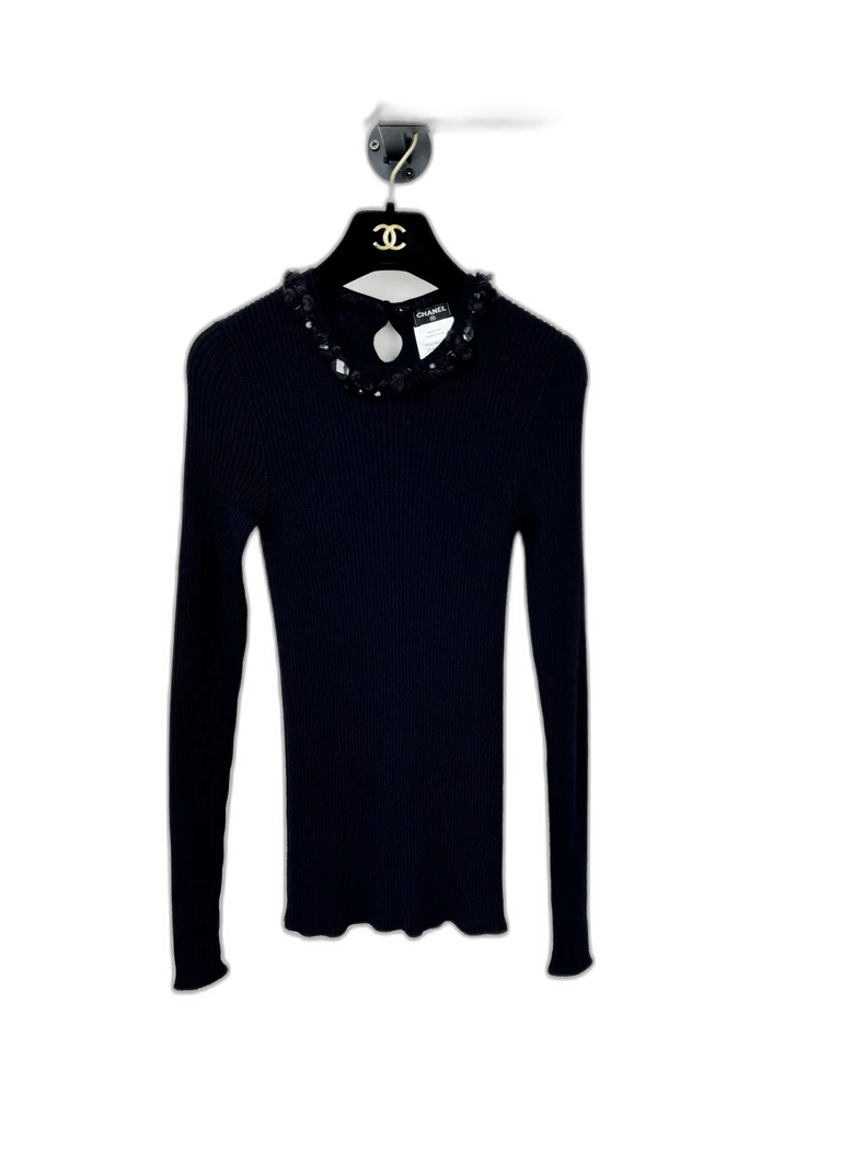 Chanel Chanel Purple Fitted Sweater With Collar Size L / US 10 / IT 46 - 1 Thumbnail