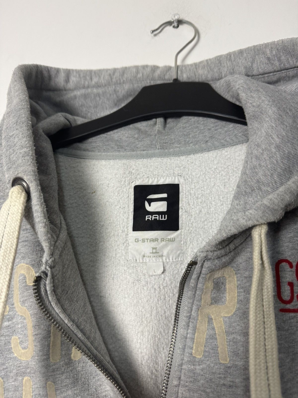 G-Star RAW Archive Zip Hoodie Grey Logo Print Y2K Streetwear