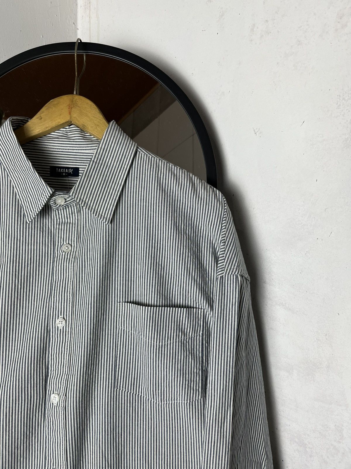 Japanese Brand Takeasy striped oversize button shirt /cdg/kapital/issey/ Size US M / EU 48-50 / 2 - 3 Thumbnail