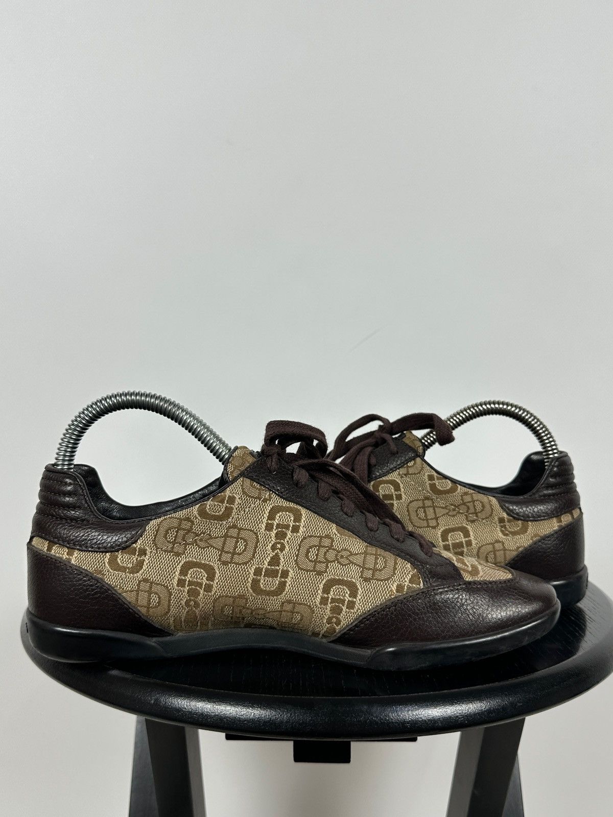 Gucci Gucci GG Monogram Leather/Canvas Lace Up Low Sneakers Size US 6 / IT 36 - 9 Thumbnail