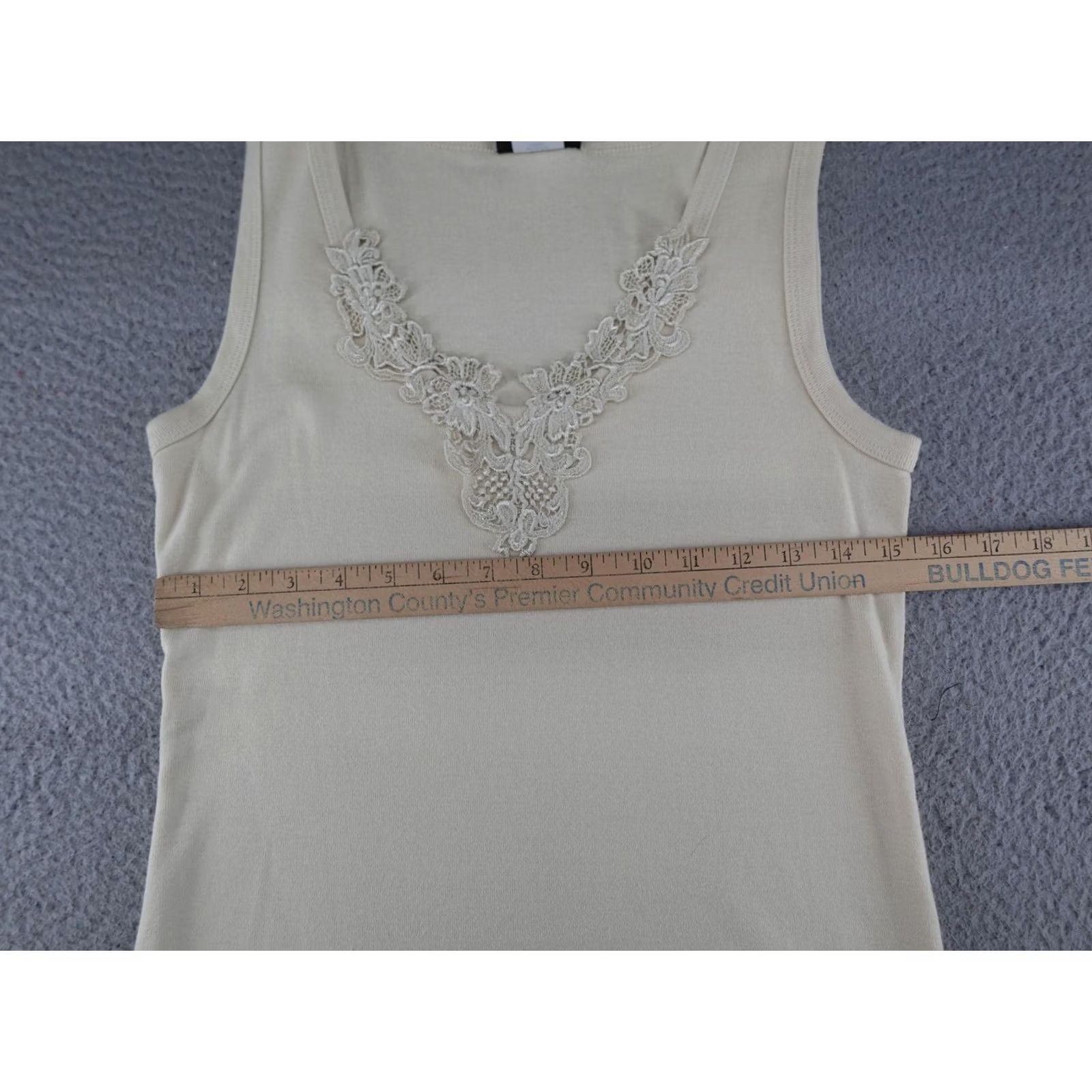 DANCER VINTAGE Western Tank Top Womens Large White Lace Trim Cowgirl Rodeo Square Dance trousers? Size L / US 10 / IT 46 - 4 Thumbnail