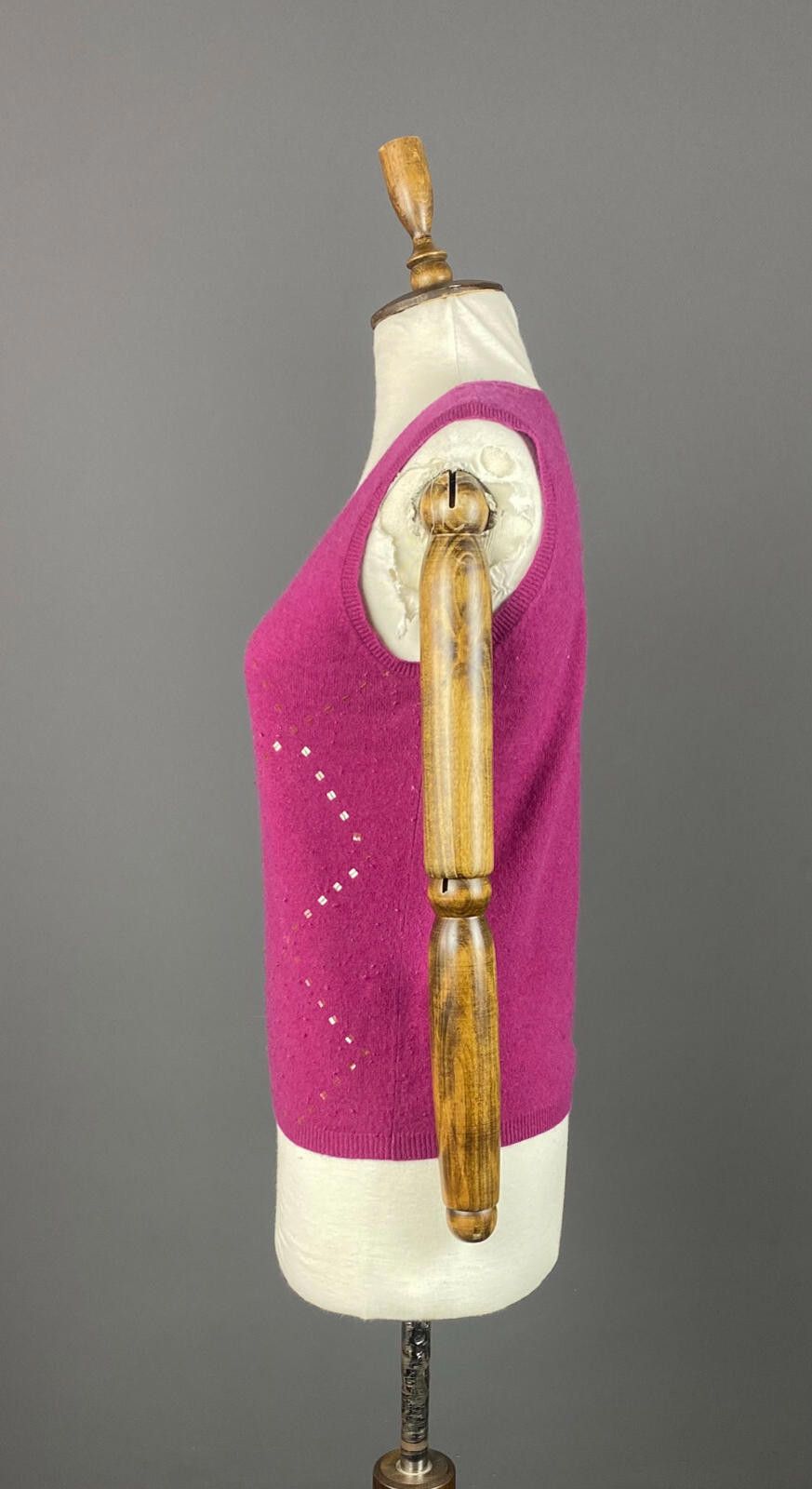 Designer Vintage Laura Ashley Pink Argyle Angora Sweater Vest Size M Size M / US 6-8 / IT 42-44 - 4 Thumbnail