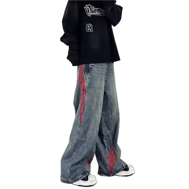 Japanese Brand Retro loose striped patchwork casual jeans Size US 32 / EU 48 - 4 Thumbnail